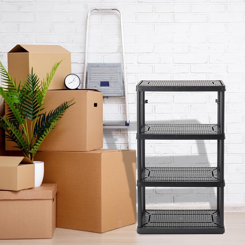 Set 2 estantes fija 14x32x54" organiz. hogar garaje negro
