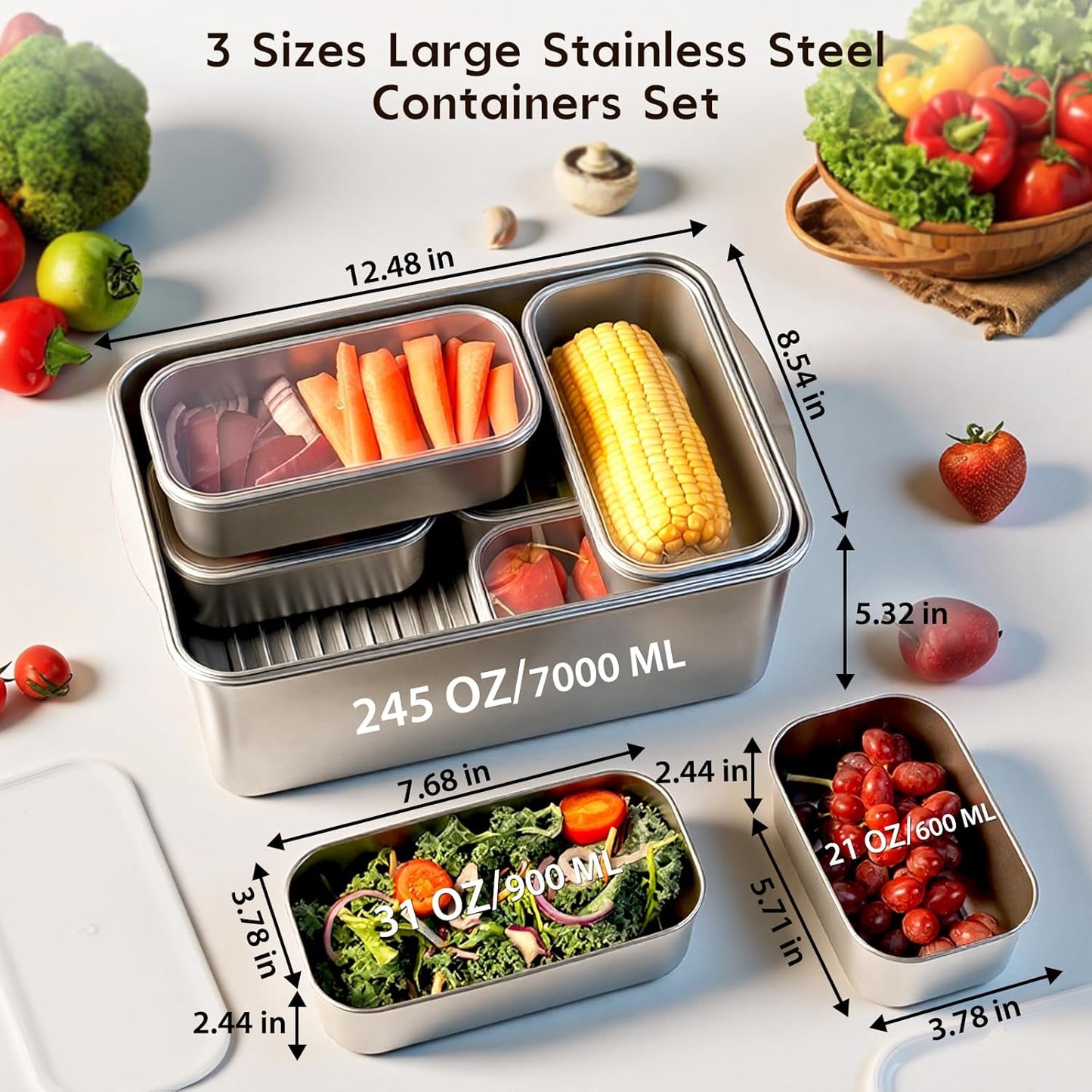 Contenedor acero inox para aperitivos y alimentos con tapas