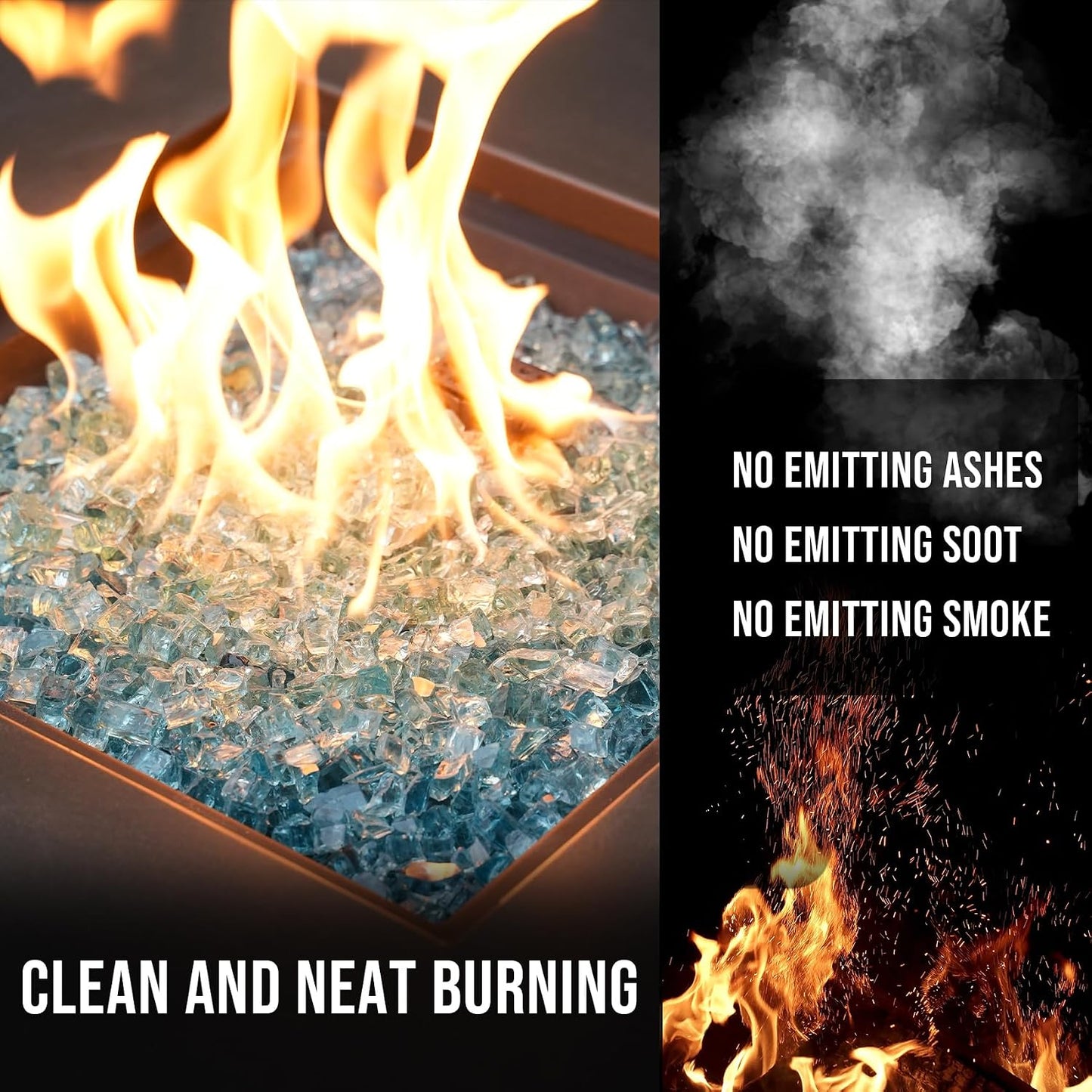 Vidrio fuego 10lb para chimenea y paisajismo 1/2pulg azul