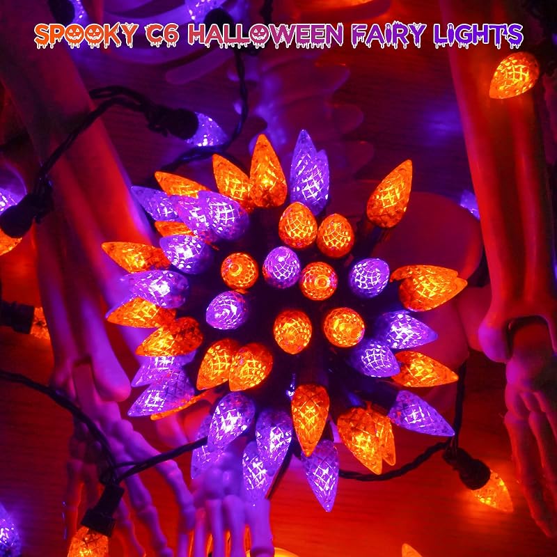 Luces Halloween C6 200 LED 66ft enchufables con temporizador
