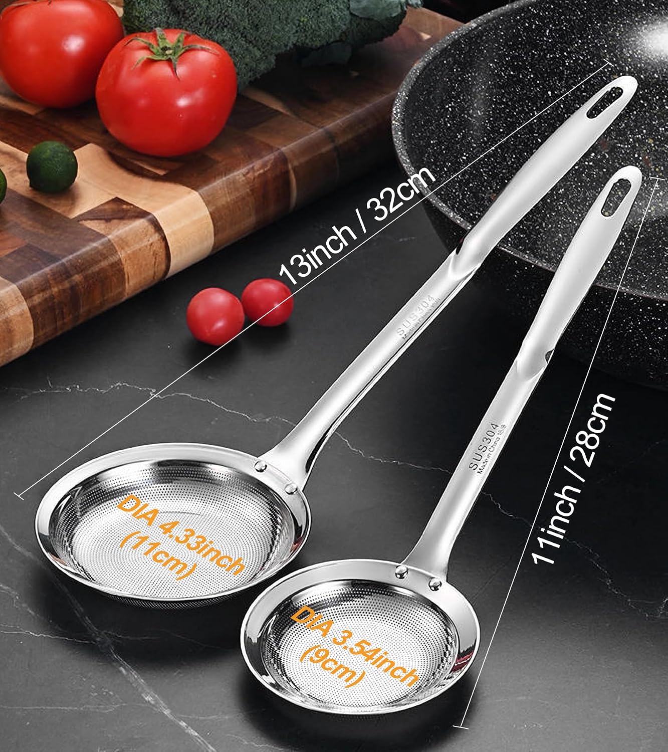 Set cucharas coladora acero inox 304 para sopa y grasa