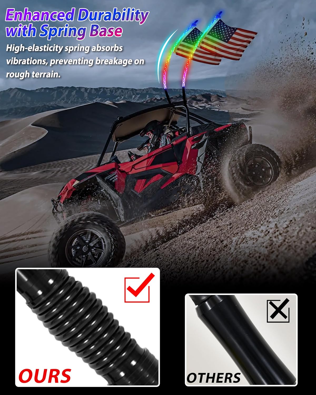 2 Luces LED RGB Sincronización Música para UTV ATV Barco