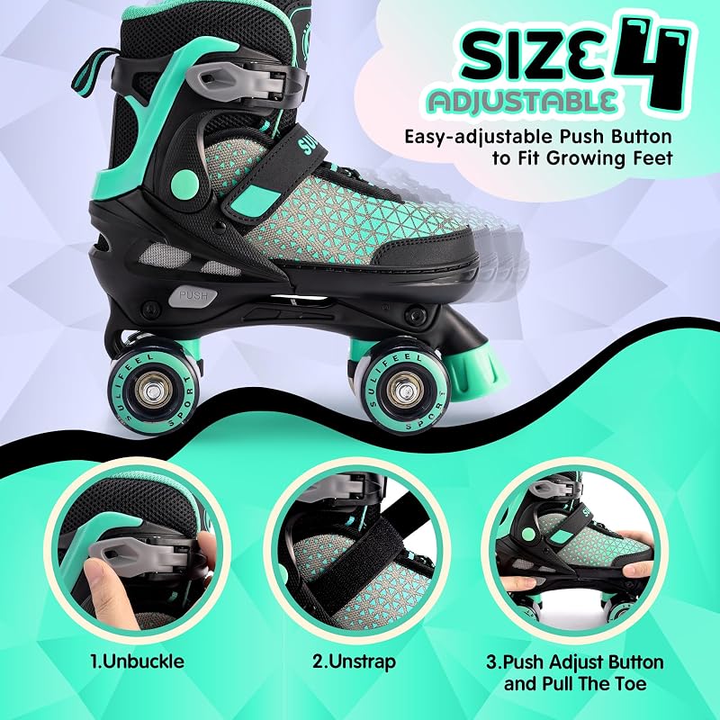 Patines ajustables para niños con ruedas iluminadas