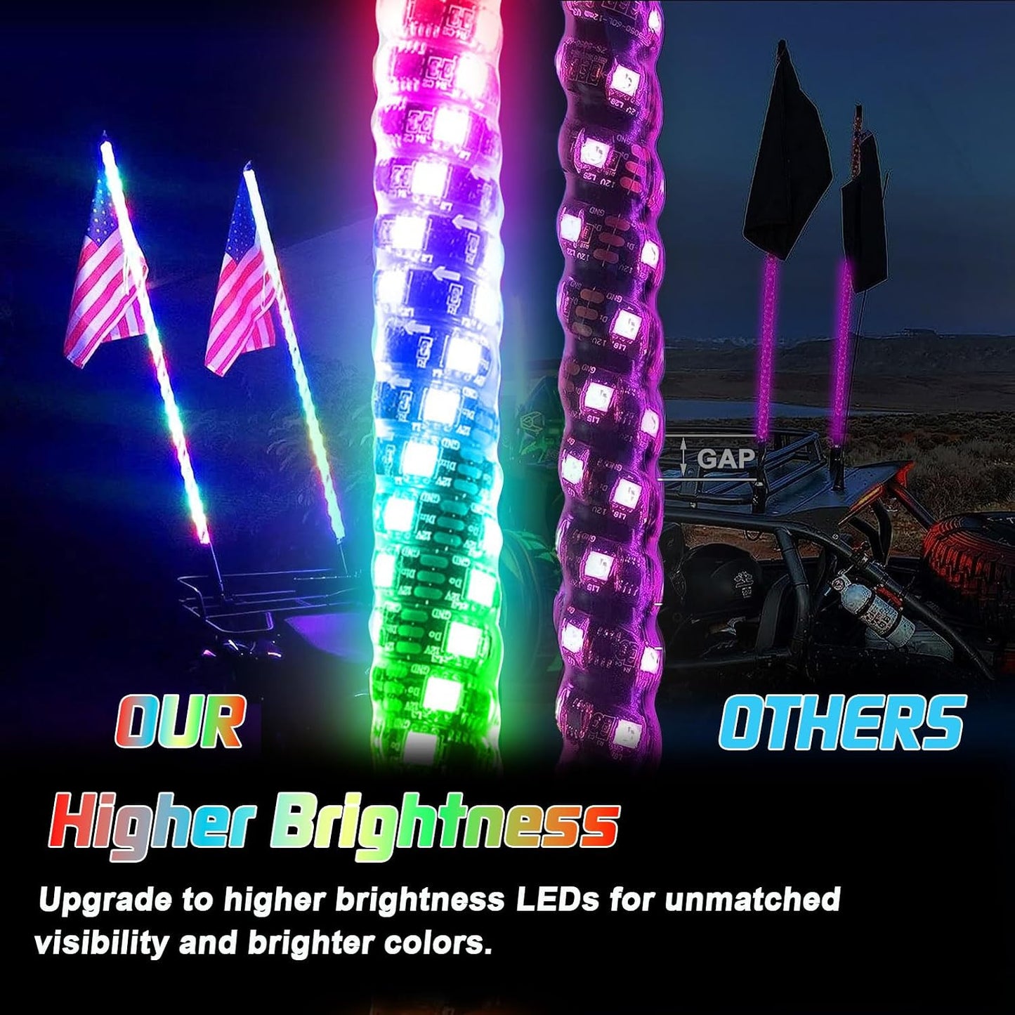 Luz látigo LED con app RGB para UTV ATV