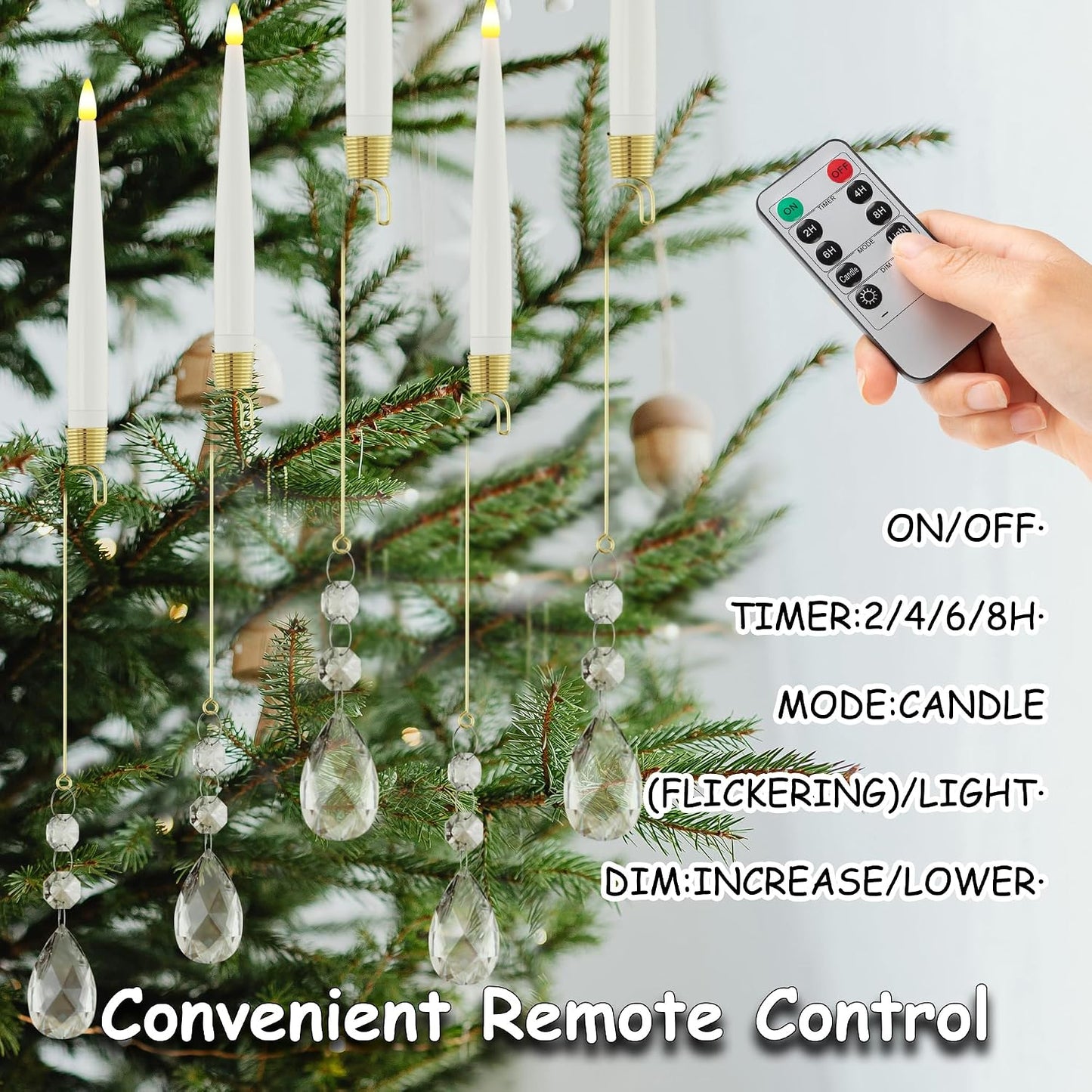 Velas LED sin llama con control remoto 10 pzas ventosa árbol navidad
