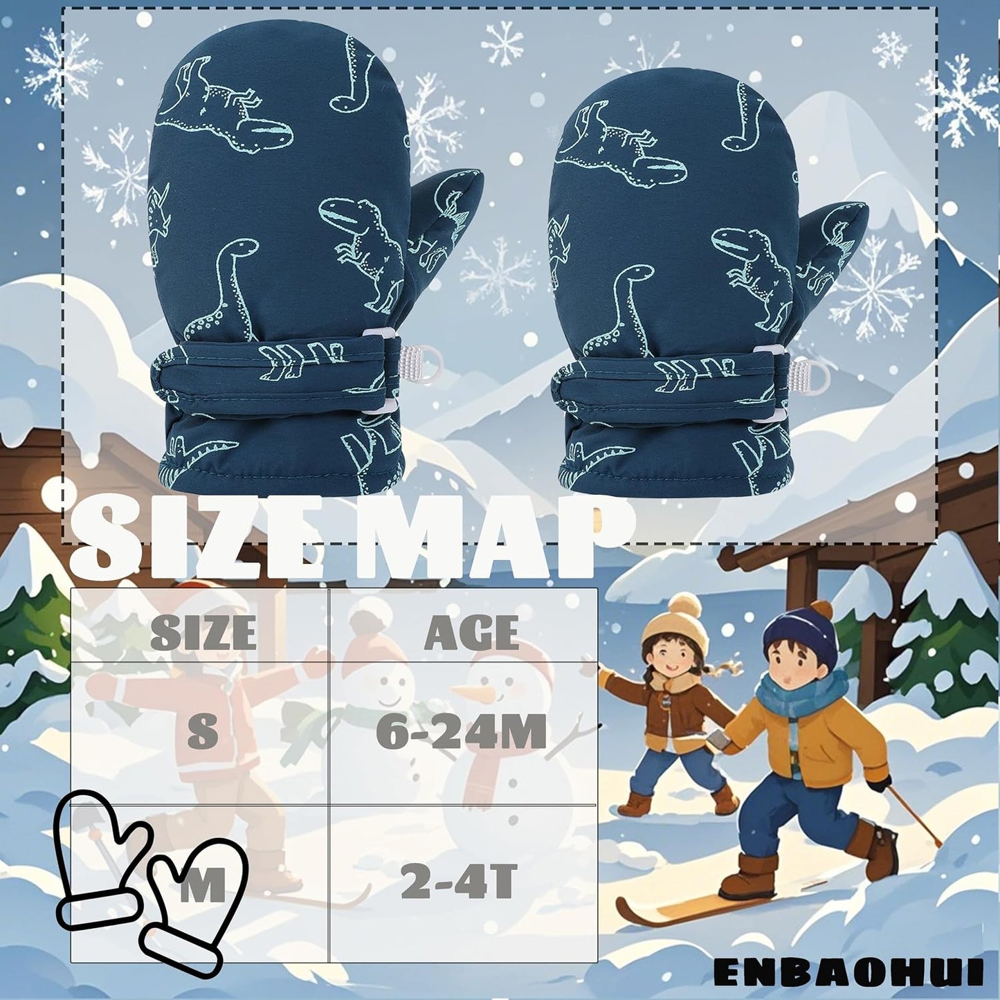 Manoplas invierno para bebés impermeables con forro polar