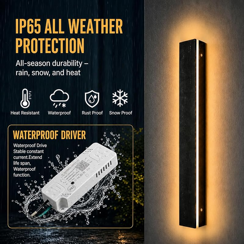 2 Lámpara pared exterior 31" LED negra IP65 regulable