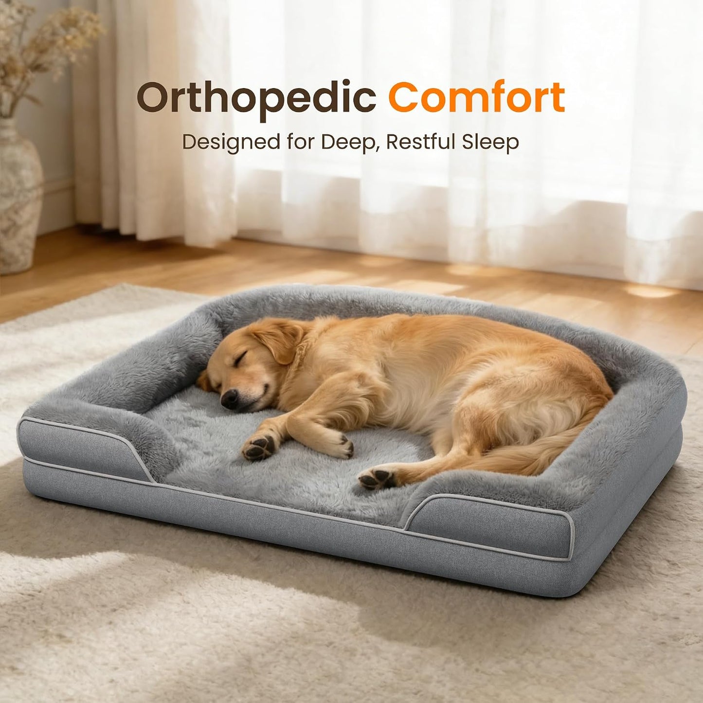 Cama ortopédica perros grandes 45x30pulg espuma viscoelástica