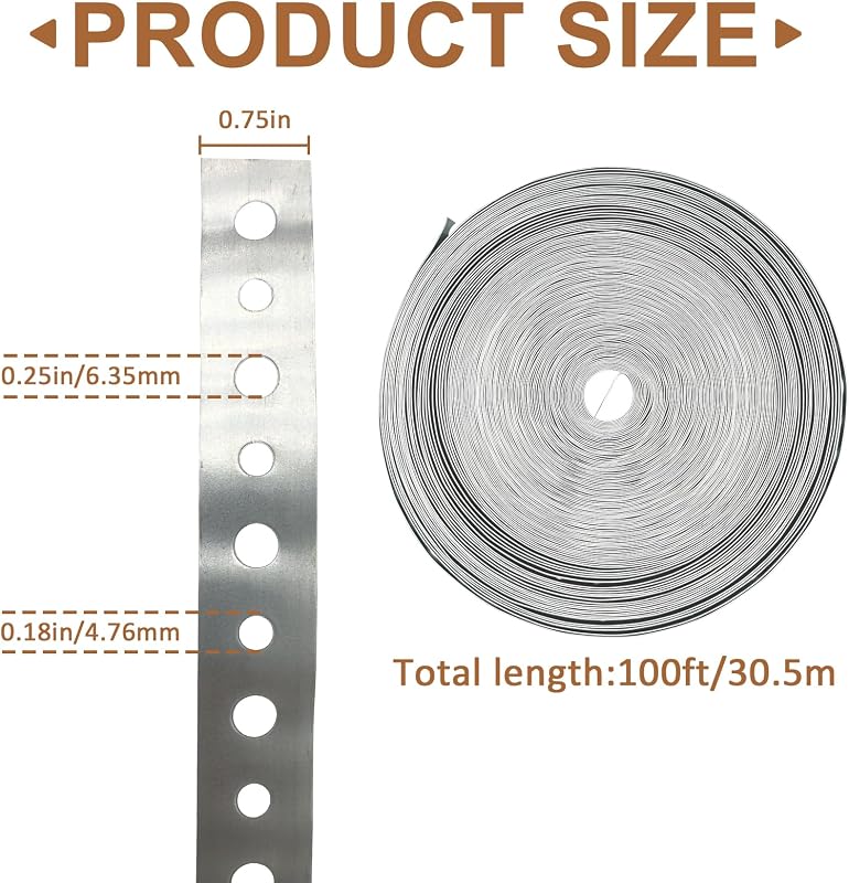 2 Correas Galvanizadas para Tubería 3/4" x100ft con Orificio