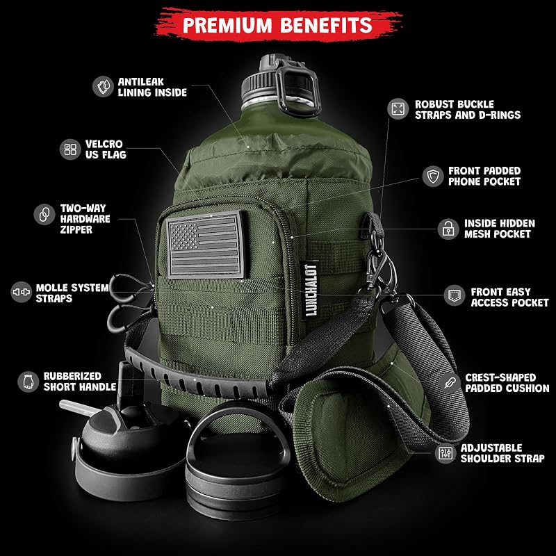Jarra agua acero inox 128oz popote bolsa transporte verde