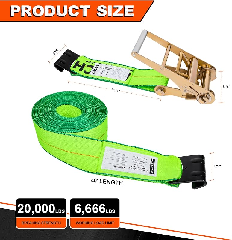 Correas trinquete 4x40pulg pack 4 para remolque 20000lb