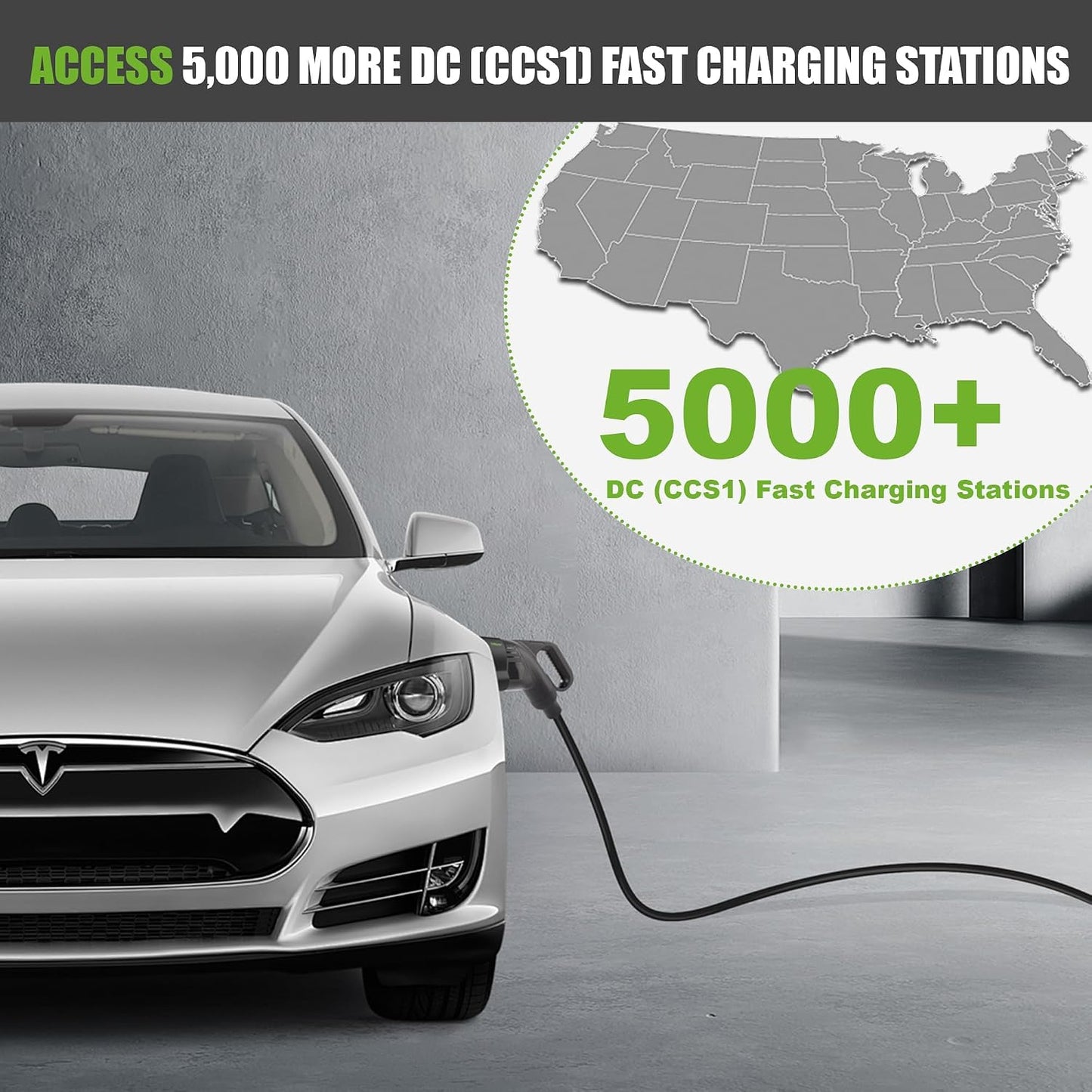 Adaptador CCS1 a NACS para carga rápida Tesla Modelo 3/Y/S/X