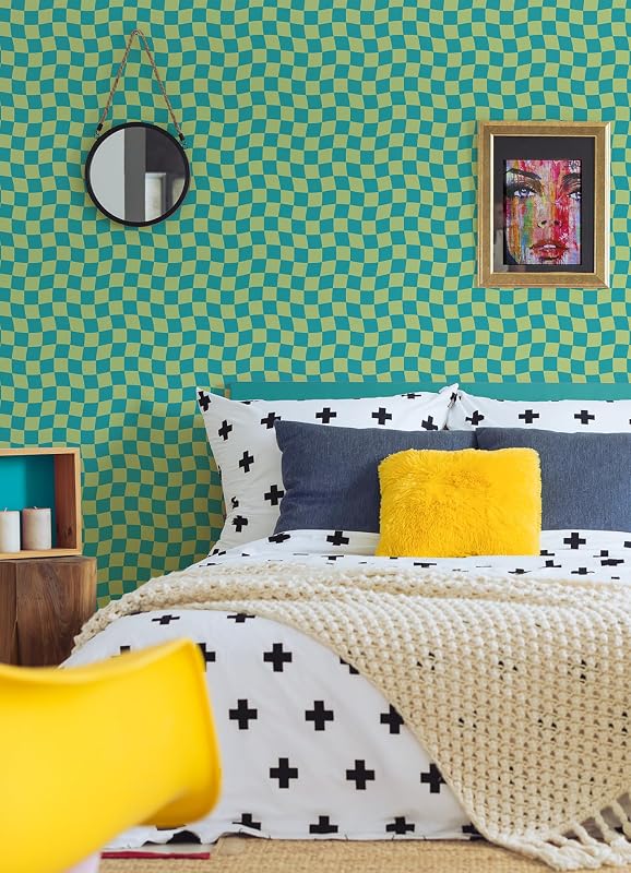 Papel tapiz cuadros Groovy Checker Lime