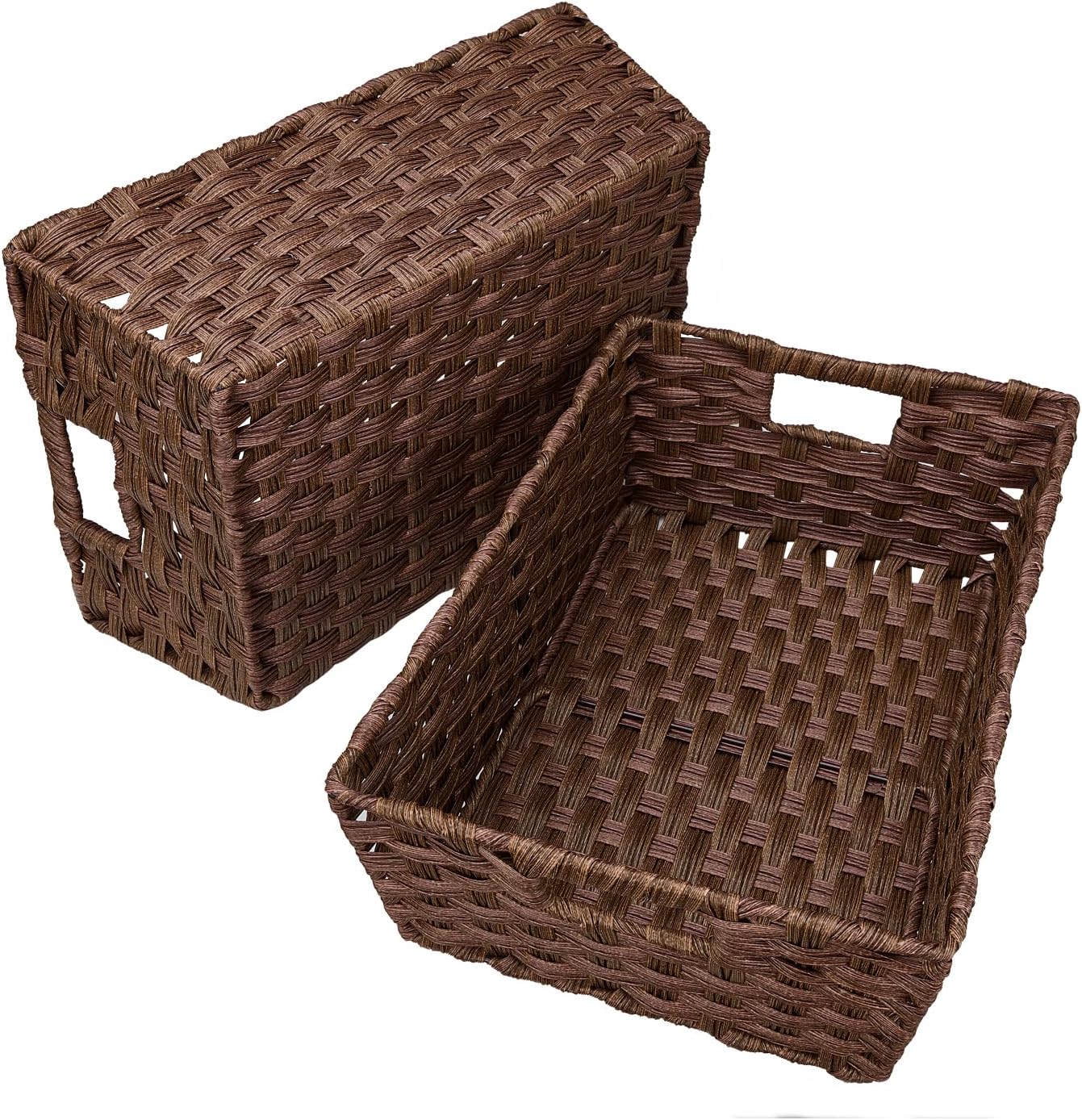 Cesta almacenamiento mimbre metal 15x10.3" color marrón