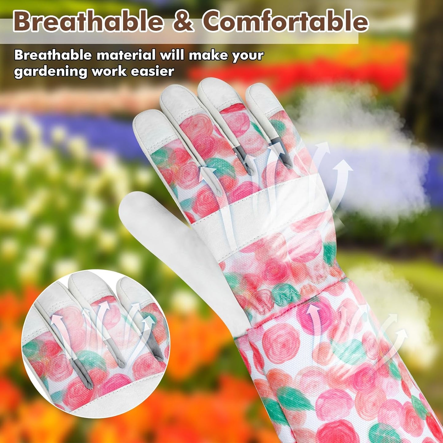 Guantes jardinería cuero largo mujer a prueba espinas
