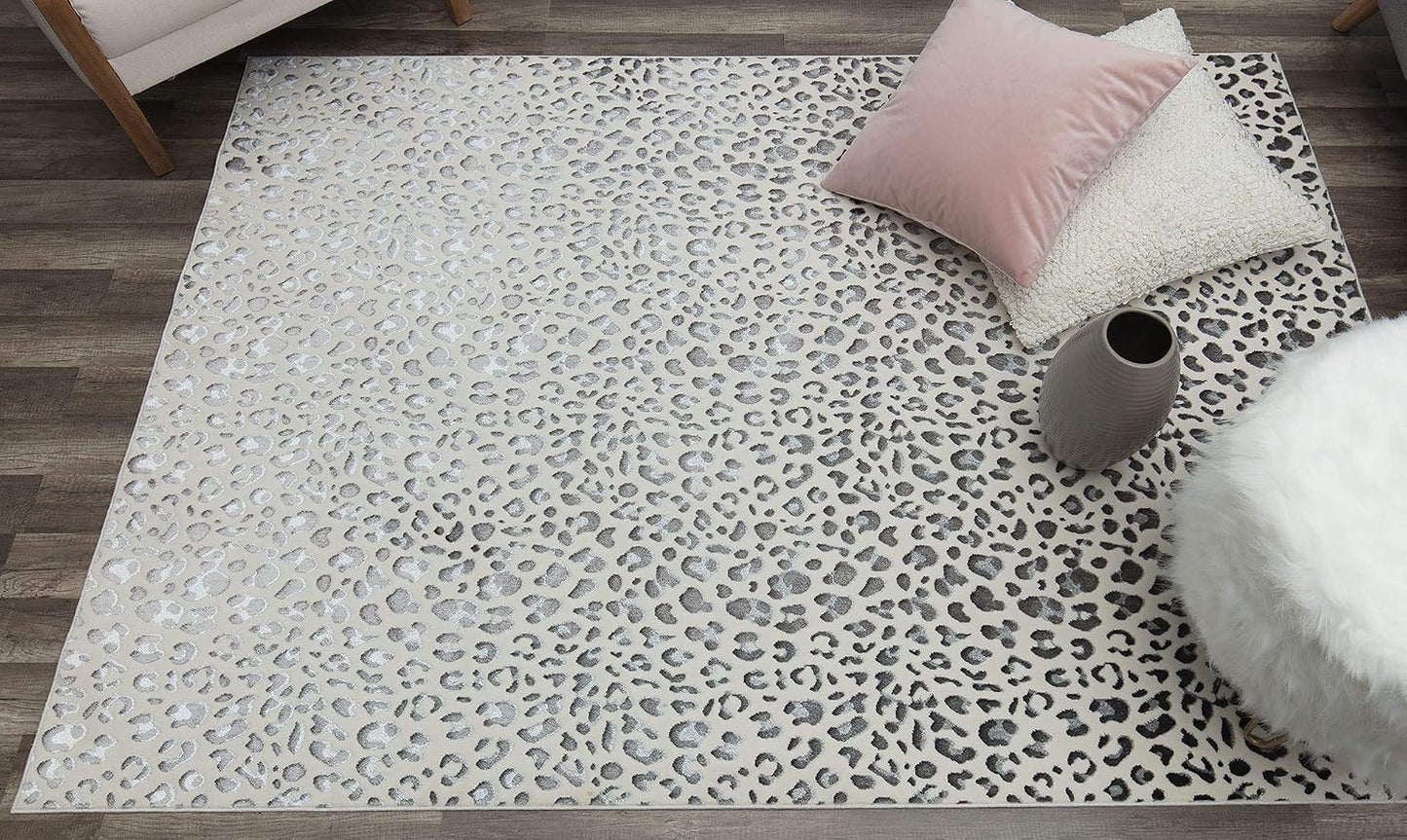 Alfombra área vintage 2'3"x8' Natura Snow Leopard