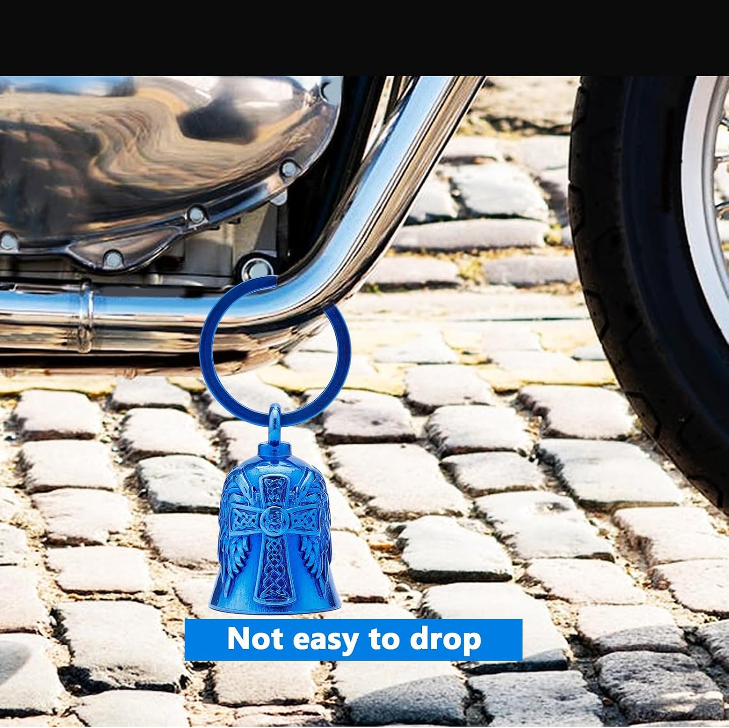 Campana motociclista ángel protección seguridad negro