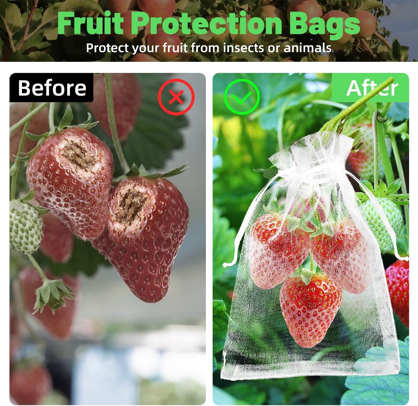 100 Bolsas Malla Reutilizables 4x6pulg para Frutas y Verduras
