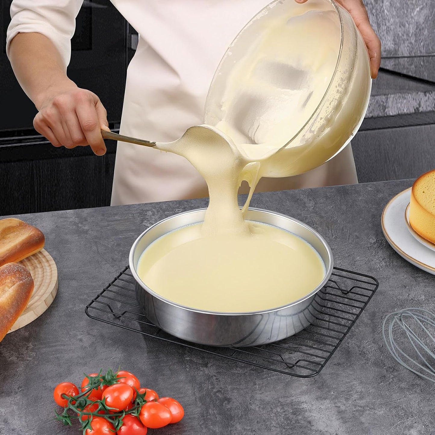 Set 2 Moldes Redondos Acero Inox 9pulg para Pastel Boda