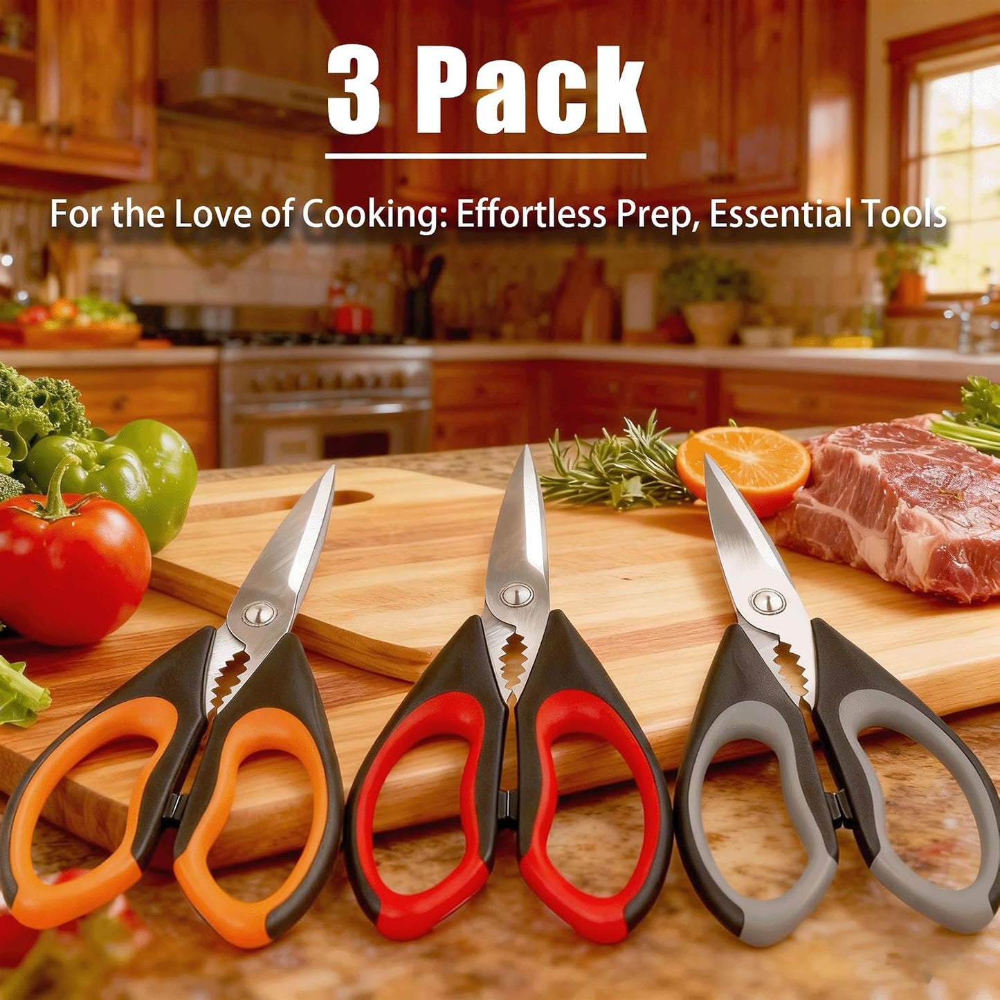 Tijeras cocina acero inox multiusos set 3 lavavajillas