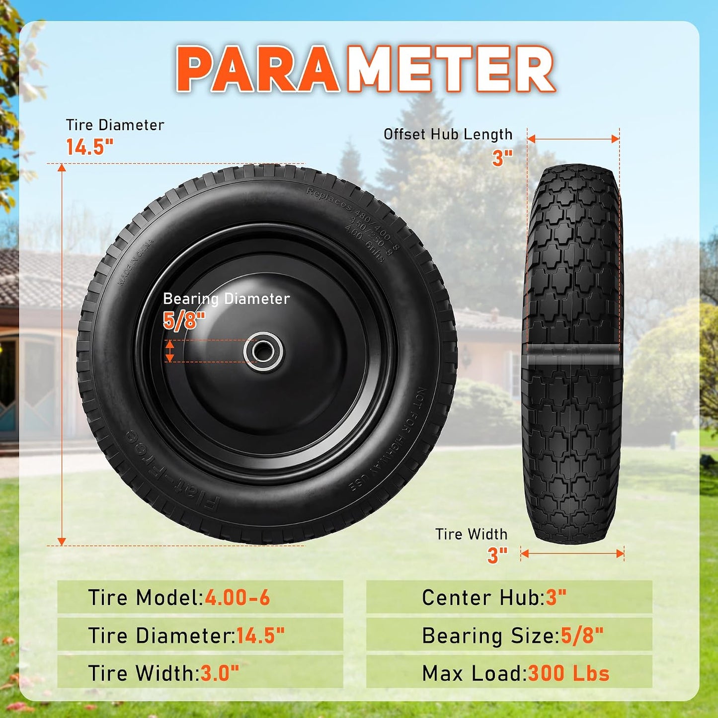 Neumático carretilla 14.5pulg espuma PU cubo ajustable