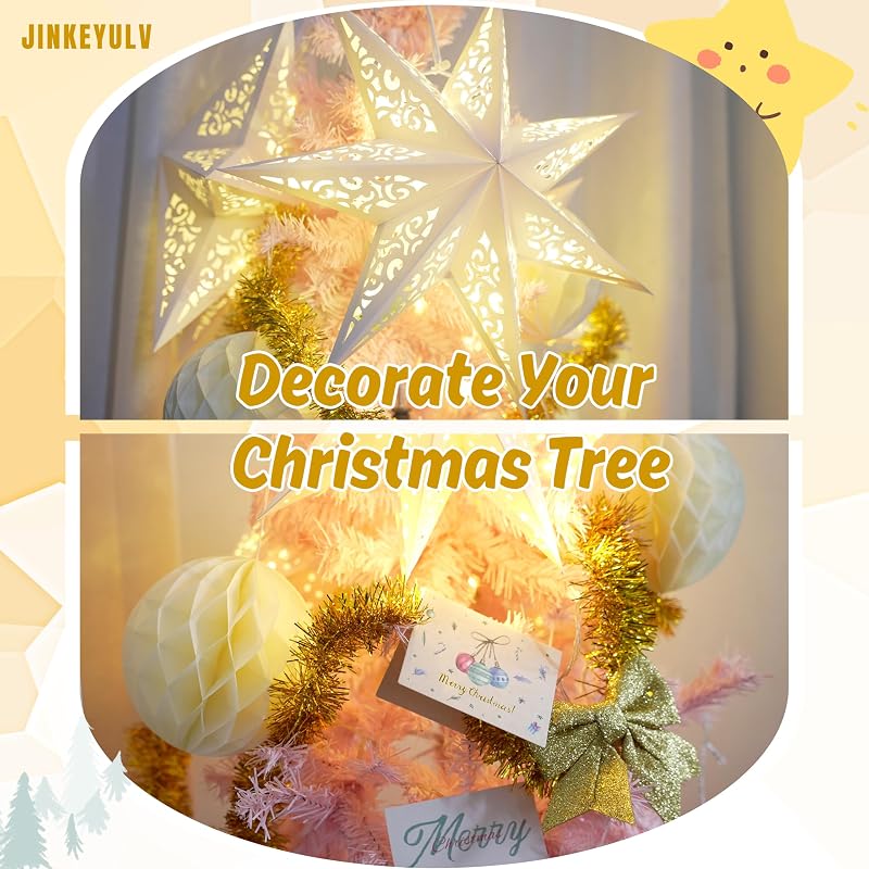 Farol estrella papel 17.7pulg 3uds colgante 3D para boda Navidad