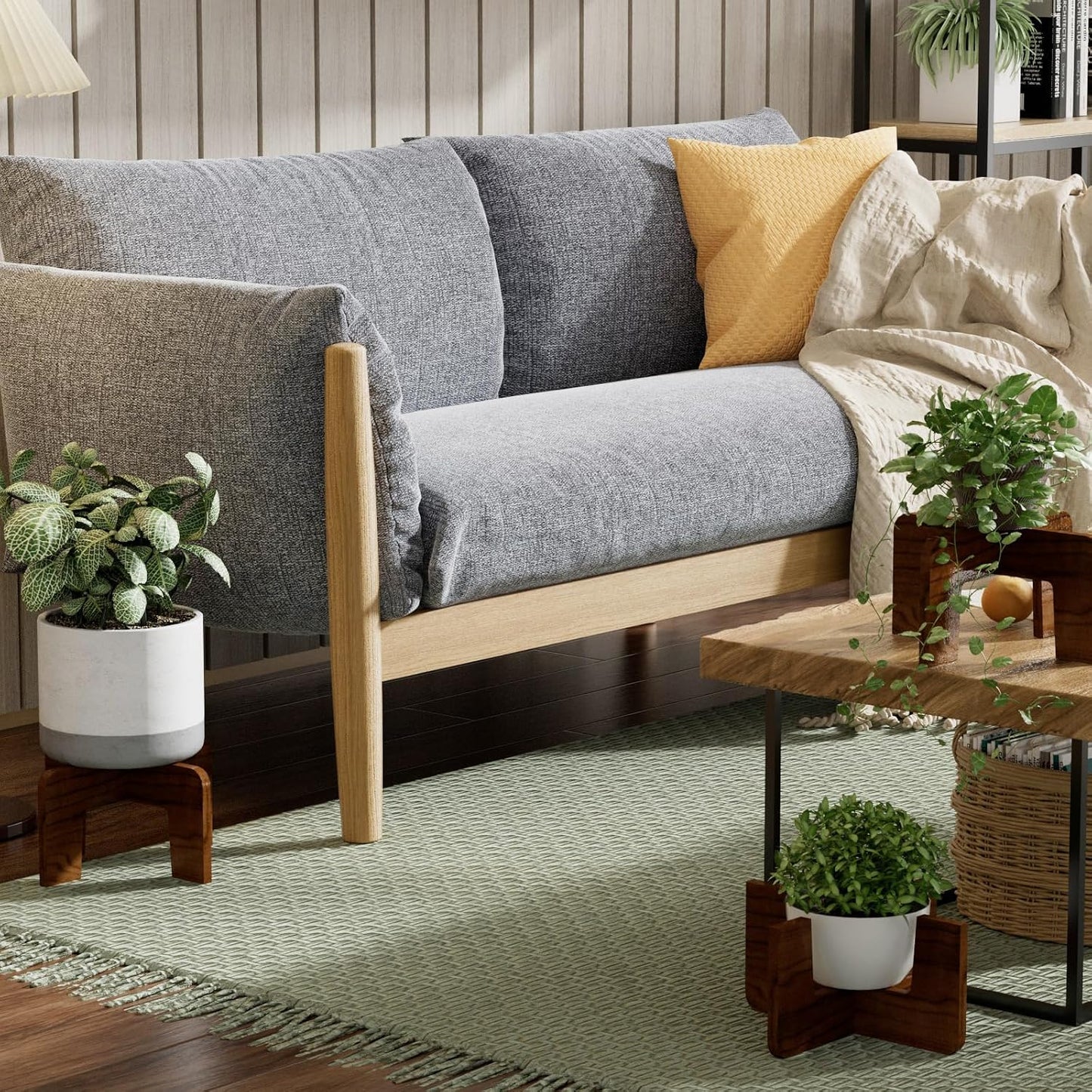 Soporte madera marrón para plantas 5-15pulg