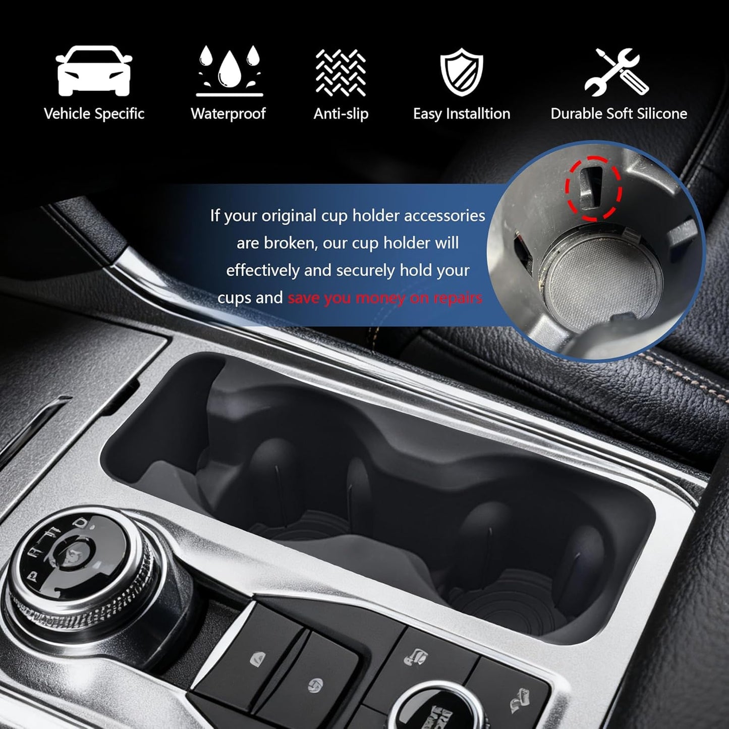 Insertos portavasos comp Ford Explorer 20-24 antiderrap