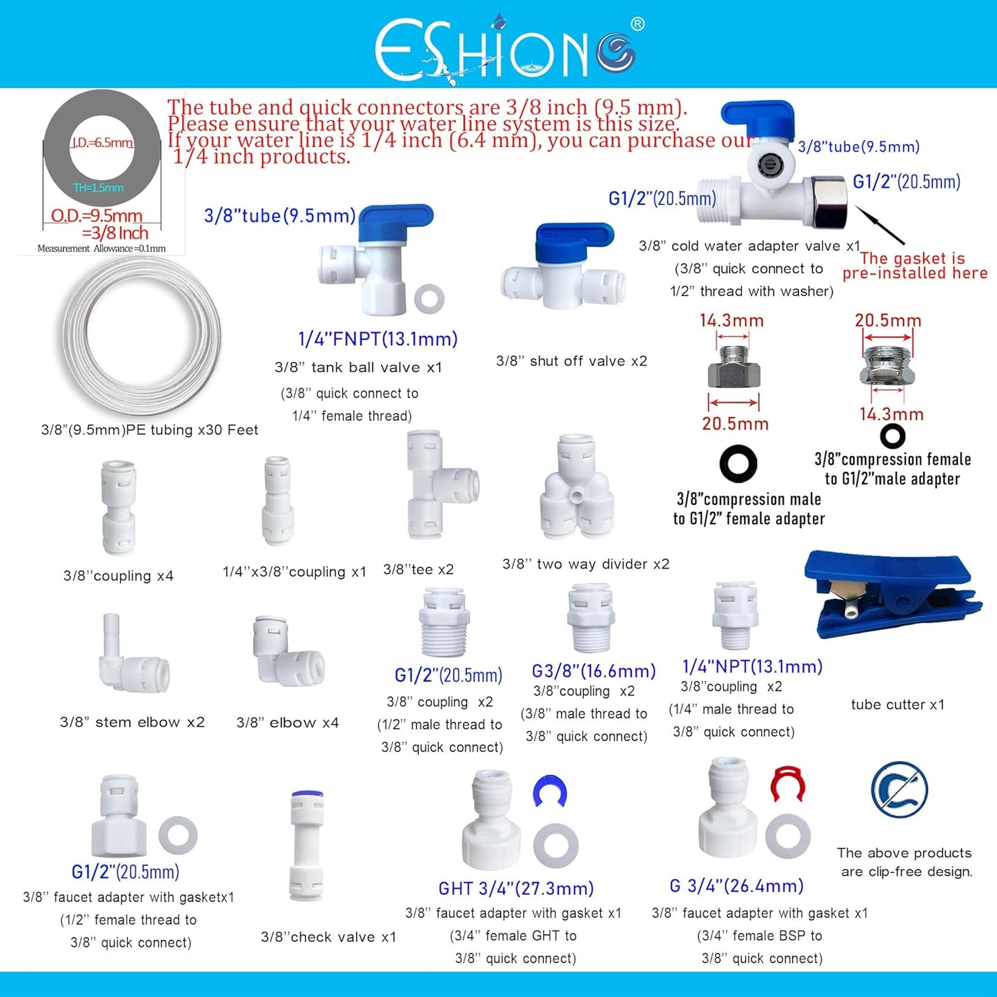 Tubo agua 3/8" 30pies para filtro RO NSF