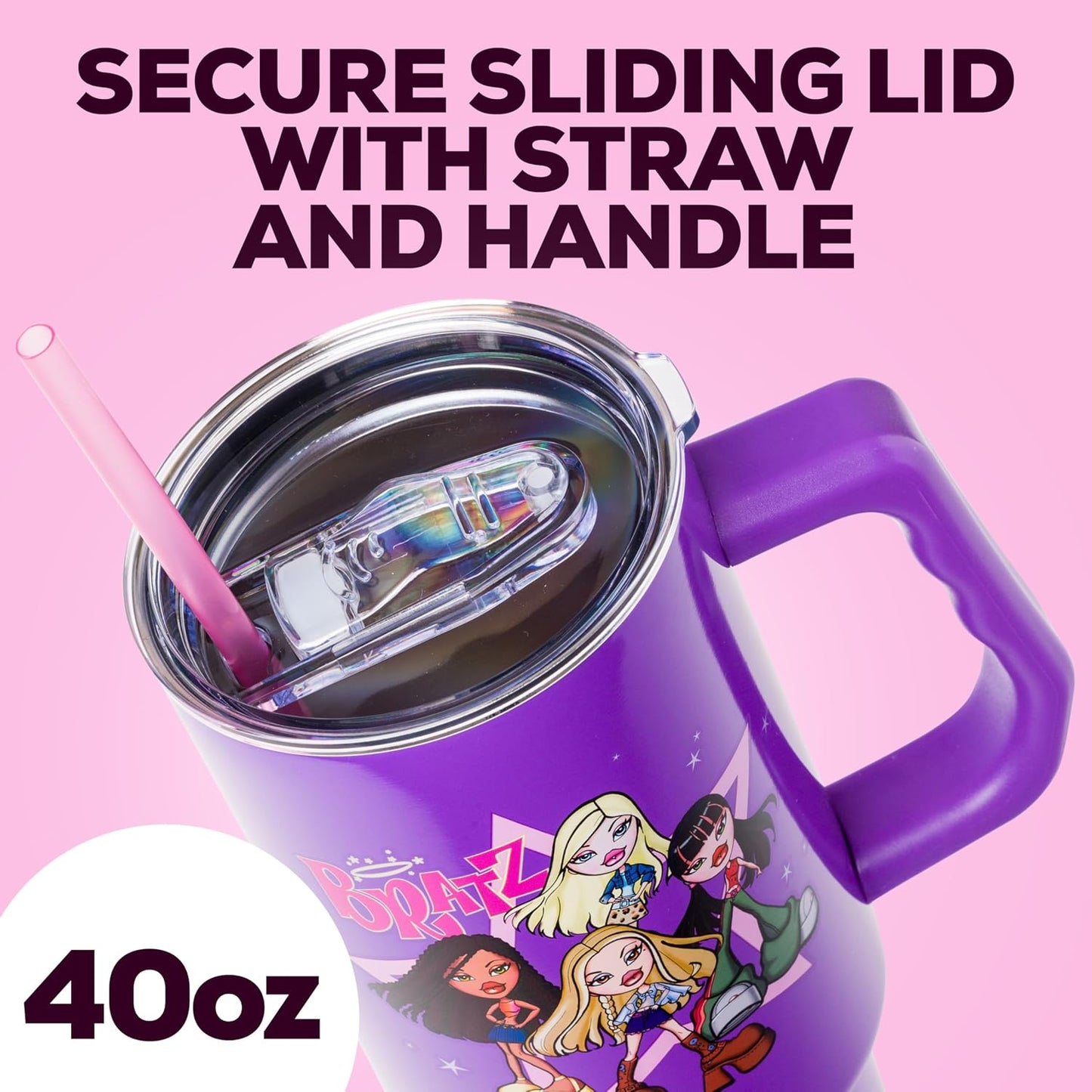 Vaso acero inox Bratz con asa pajilla 1180ml