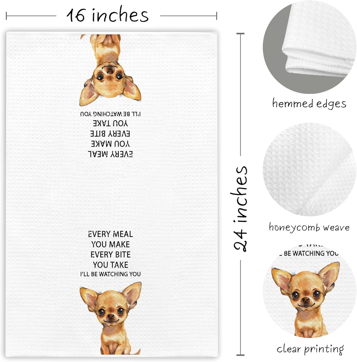 Toalla cocina chihuahua 16x24pulg decoración cocina