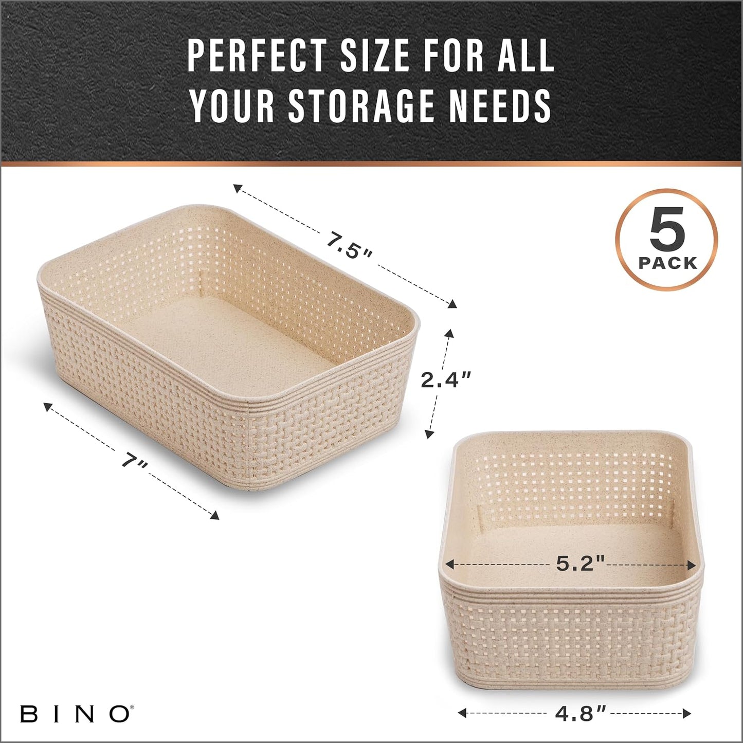 Cesta yute trenzada pack 5 natural diseño elegante