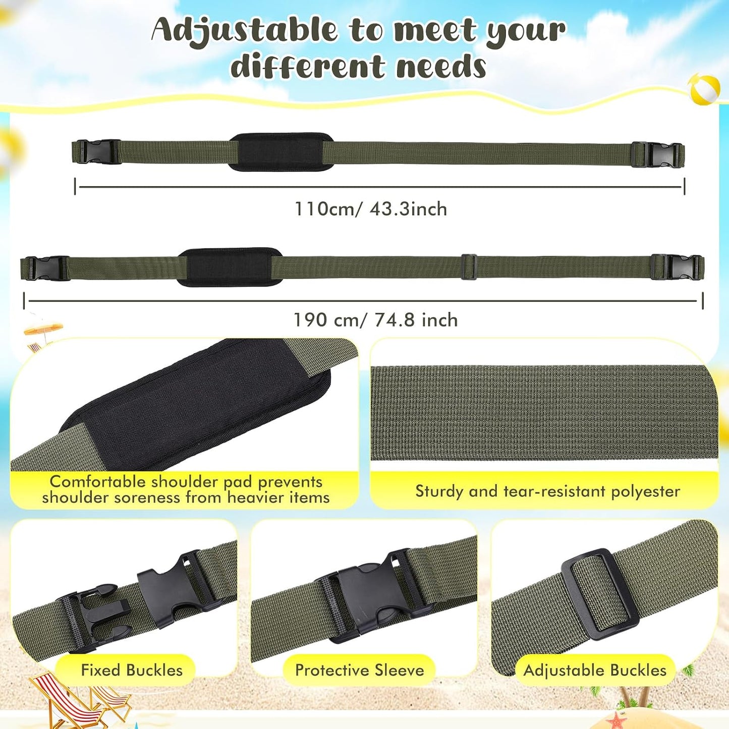 Correa ajustable para silla playa camping bicicleta plegable
