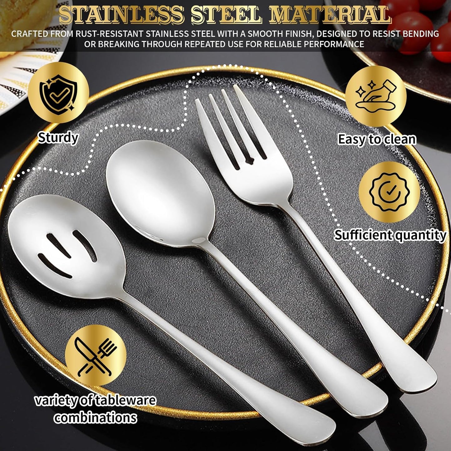 Set 30 Utensilios Acero Inox para Servir Color Plateado