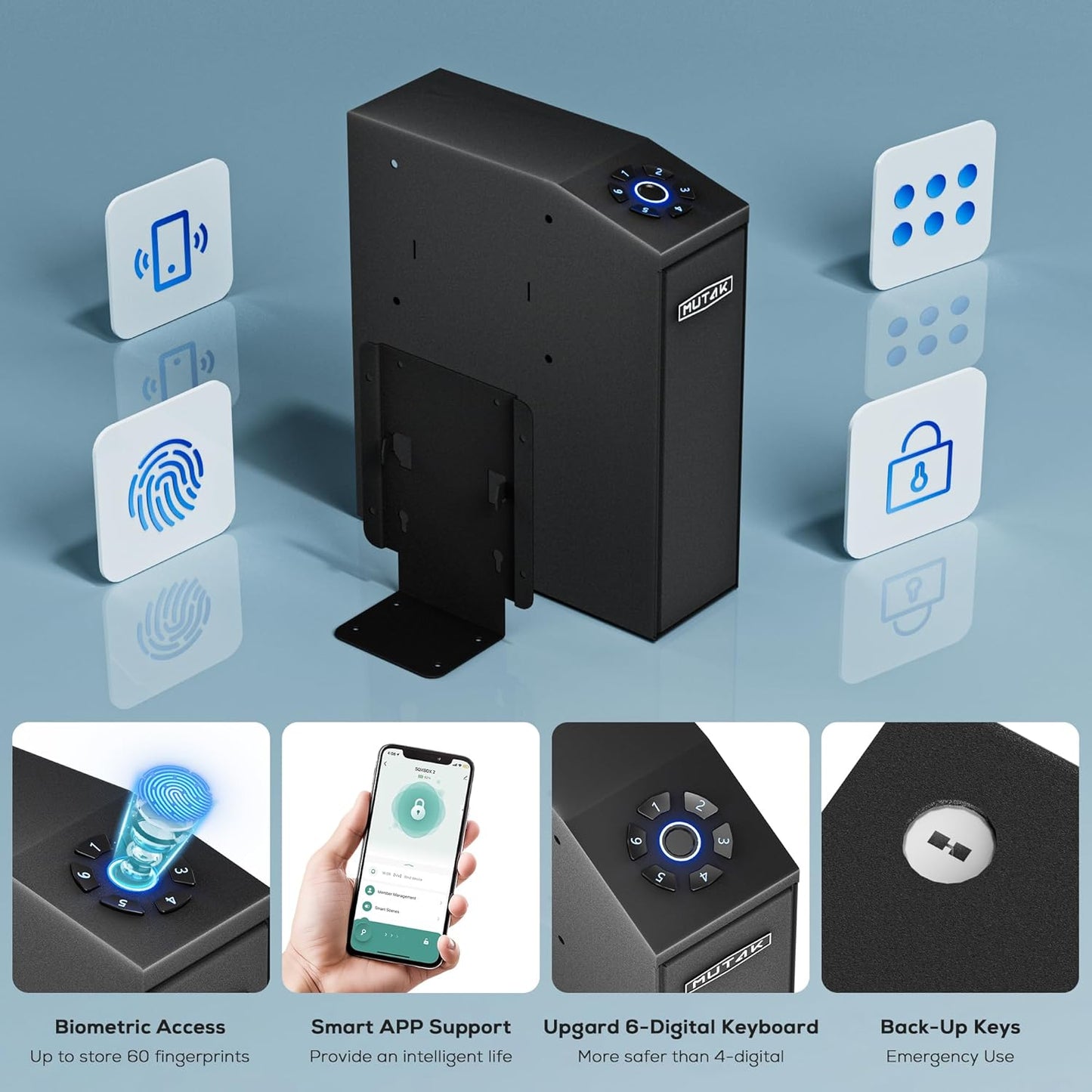 Caja fuerte biométrica deslizante con APP huella PIN