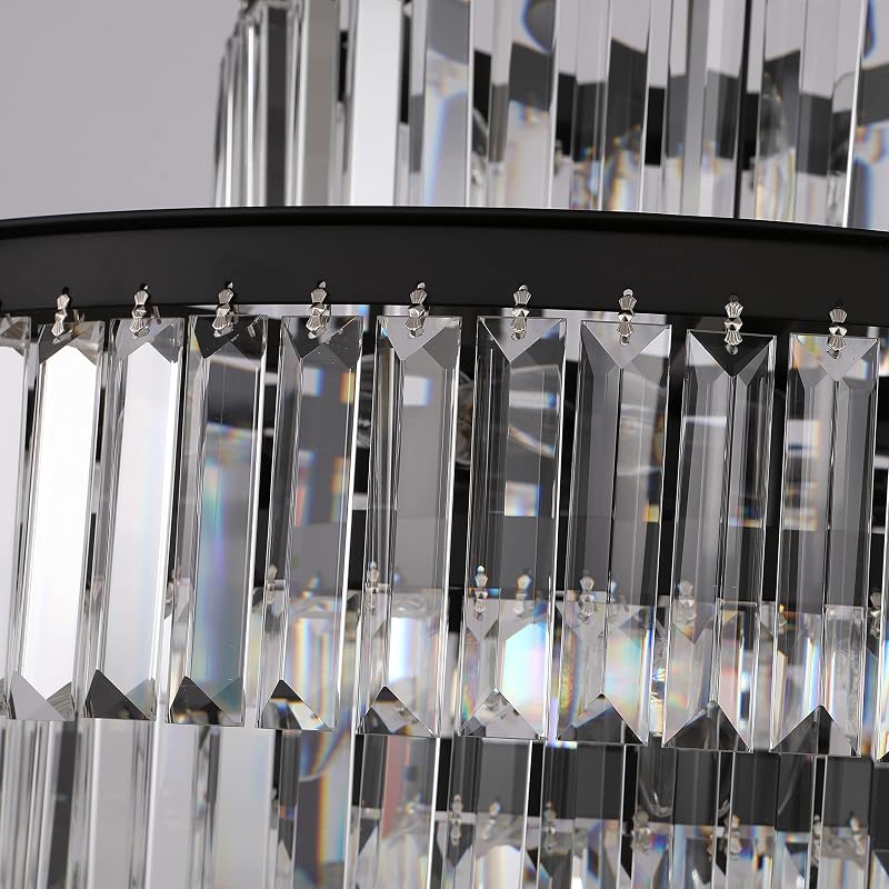 Lámpara techo colgante 5 niveles cristal negro 24pulg