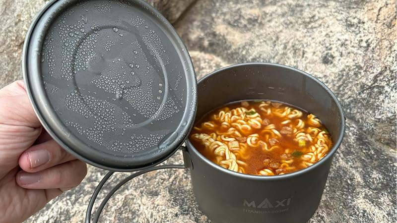 Olla titanio 30.4oz con tapa ultraligera camping