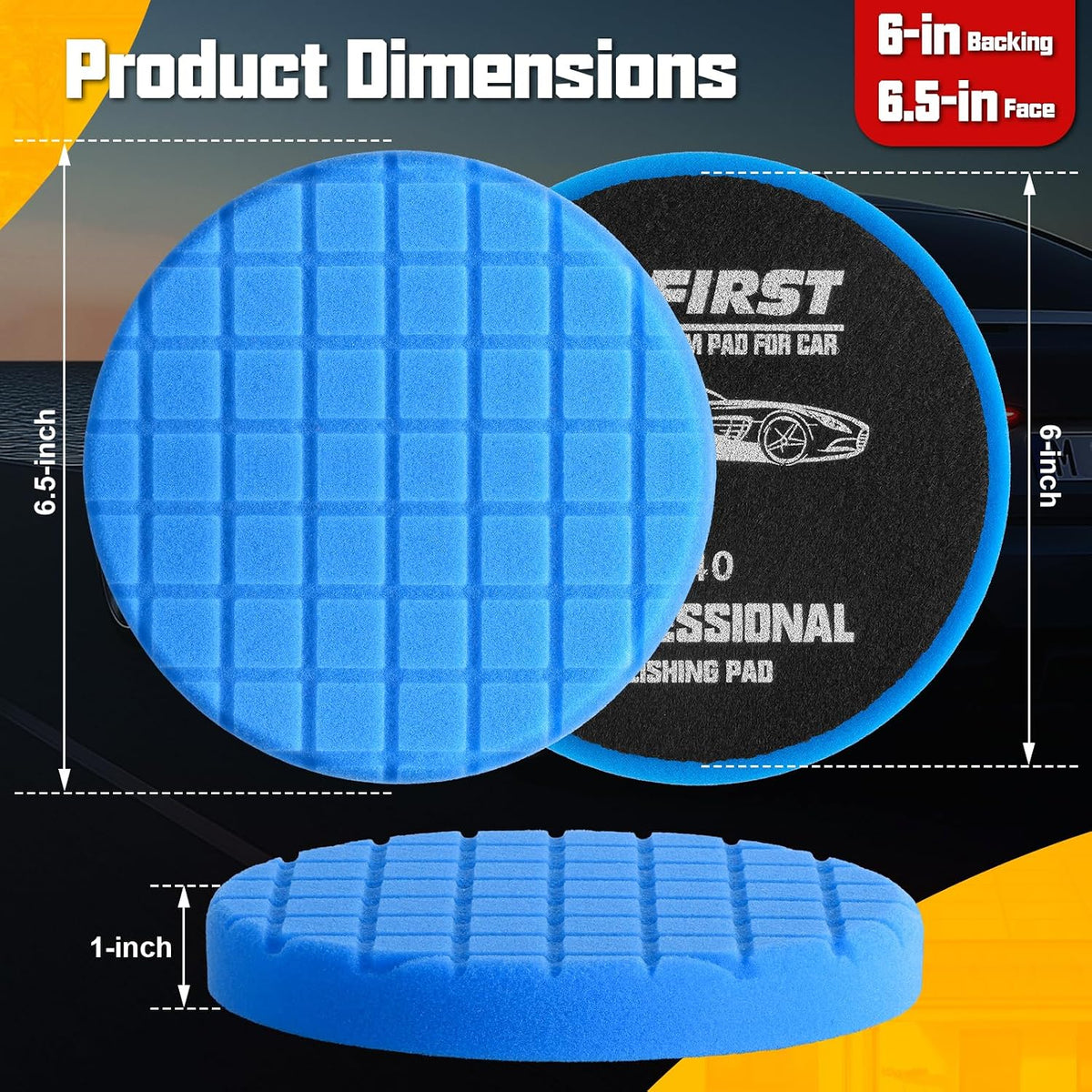 6 Almohadillas Pulido 6.5pulg para Placa 6pulg Auto