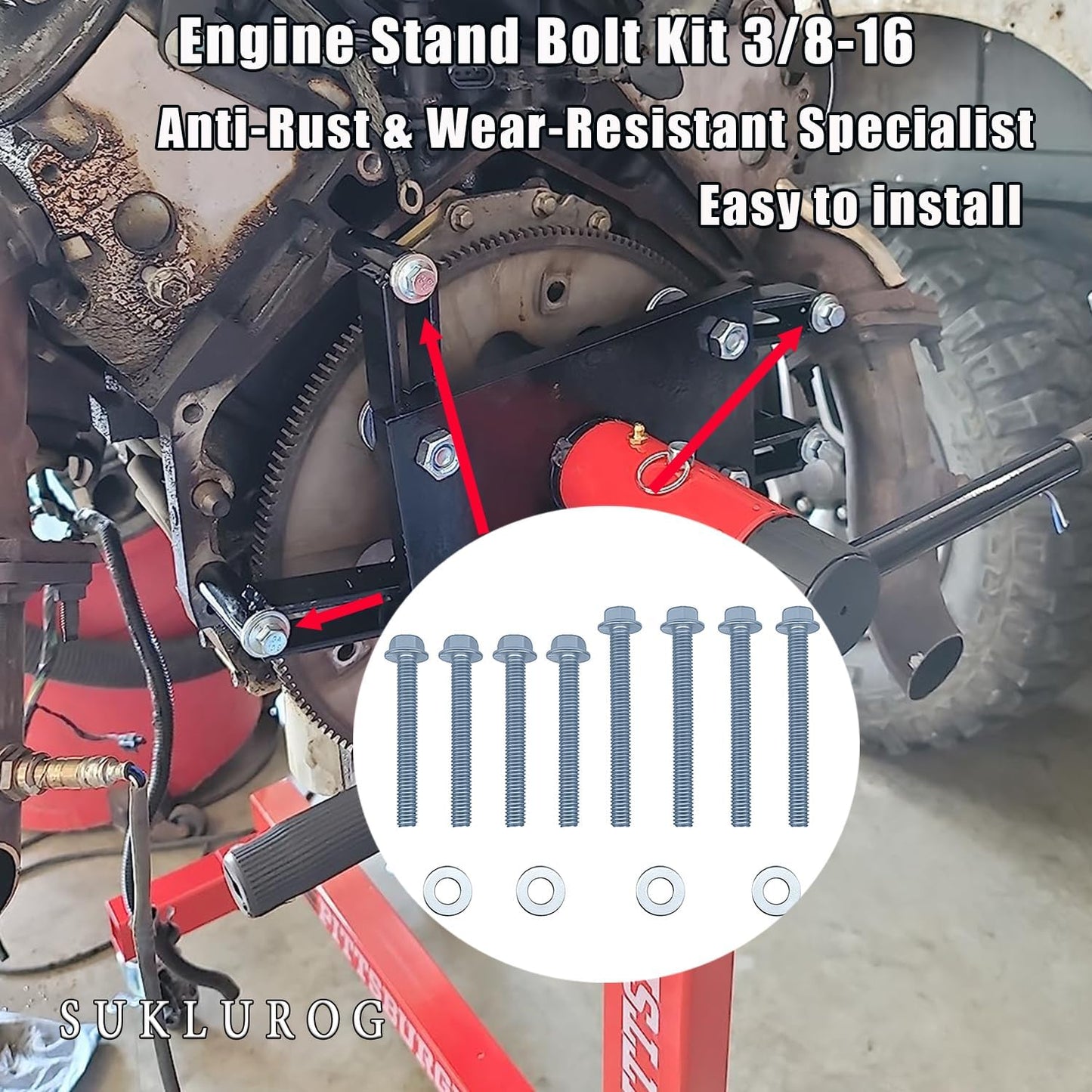 Kit pernos soporte motor 3/8-16 comp Chevy V8 V6