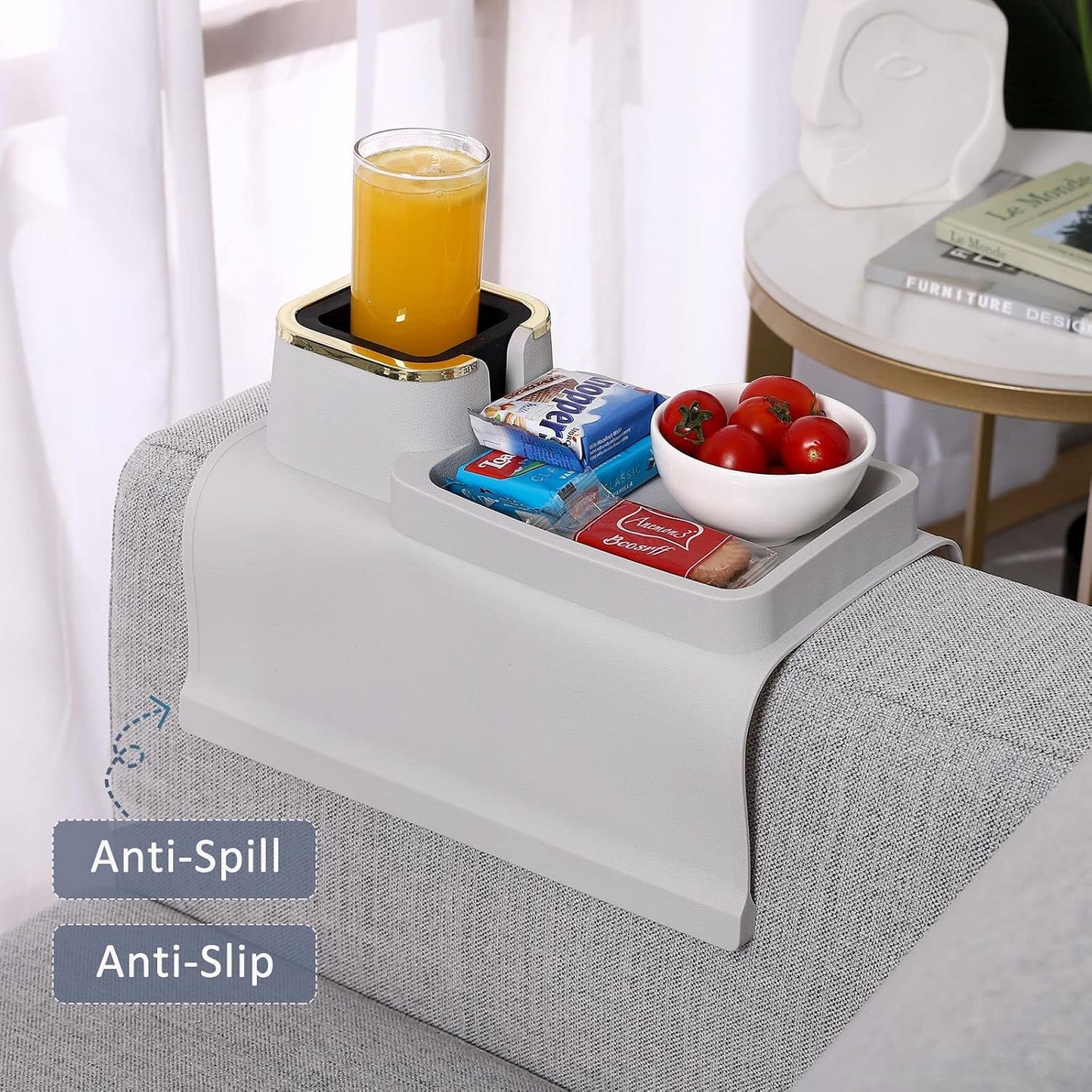 Bandeja portavaso silicona sofá organizador bebidas y celular