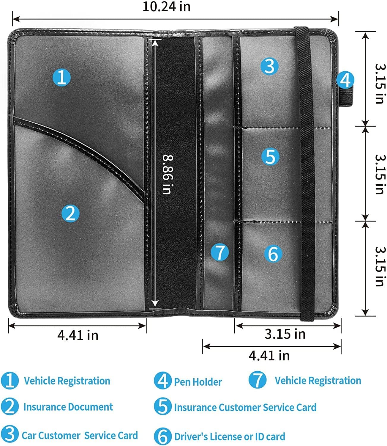 Soporte cuero para guantera documentos tarjetas calavera
