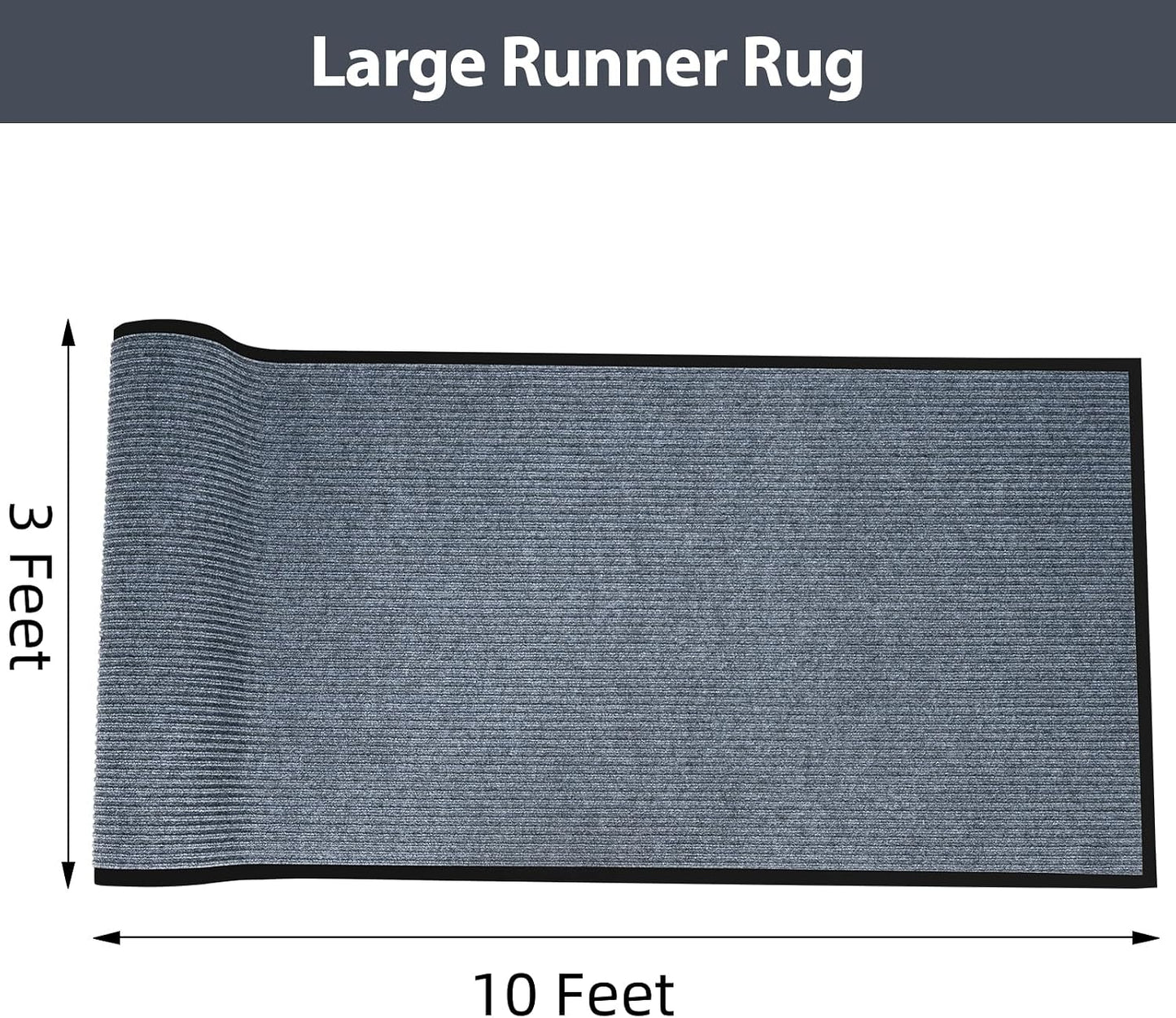 Alfombra pasillo 3x10ft antiderrap PVC gris