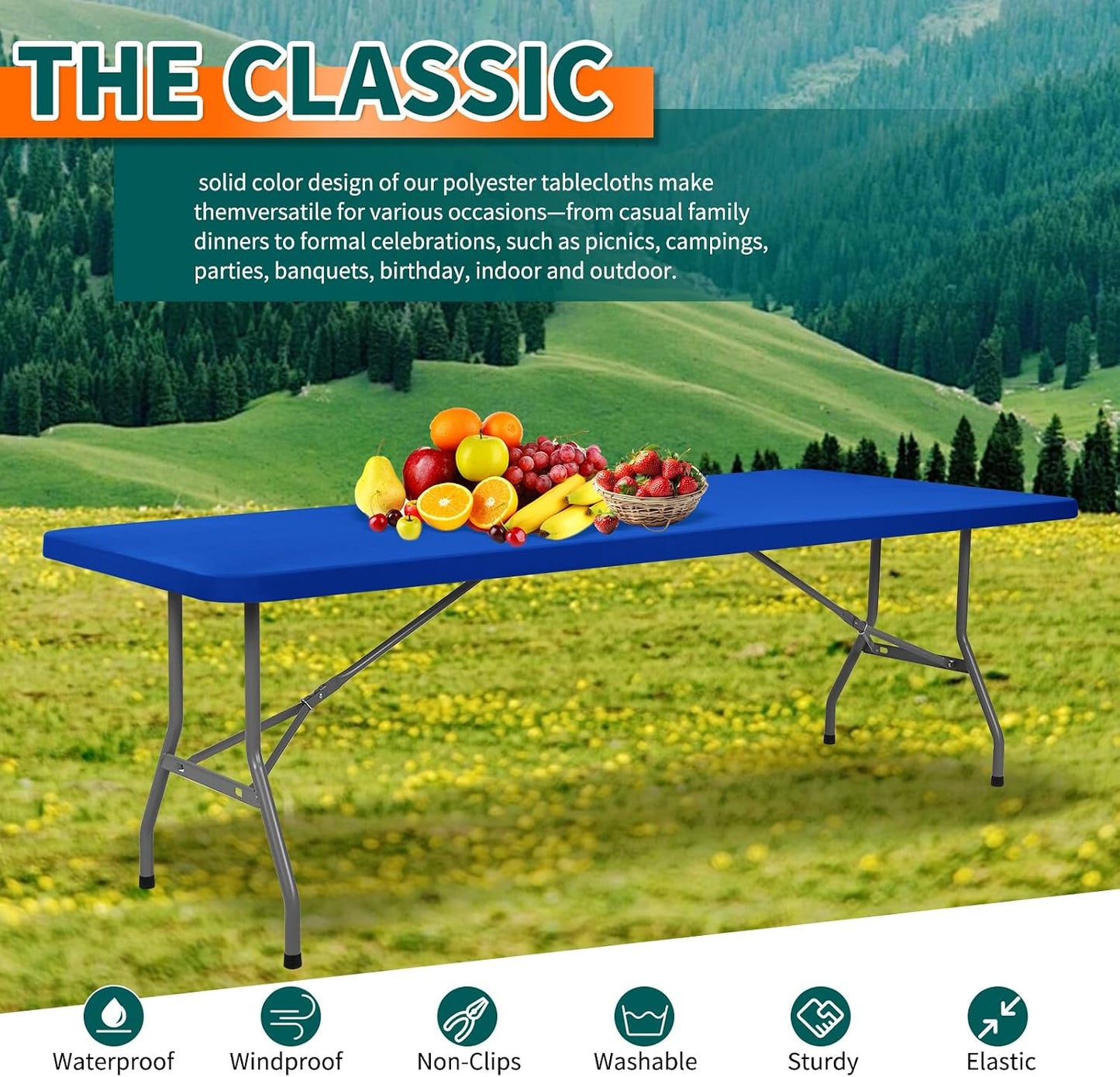 Set 10 Manteles Elásticos para Picnic 8ft Impermeable