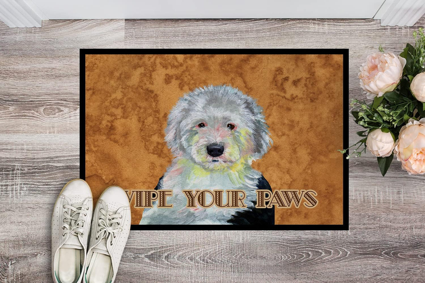 Felpudo perro pastor inglés 18x27pulg antiderrap lavable