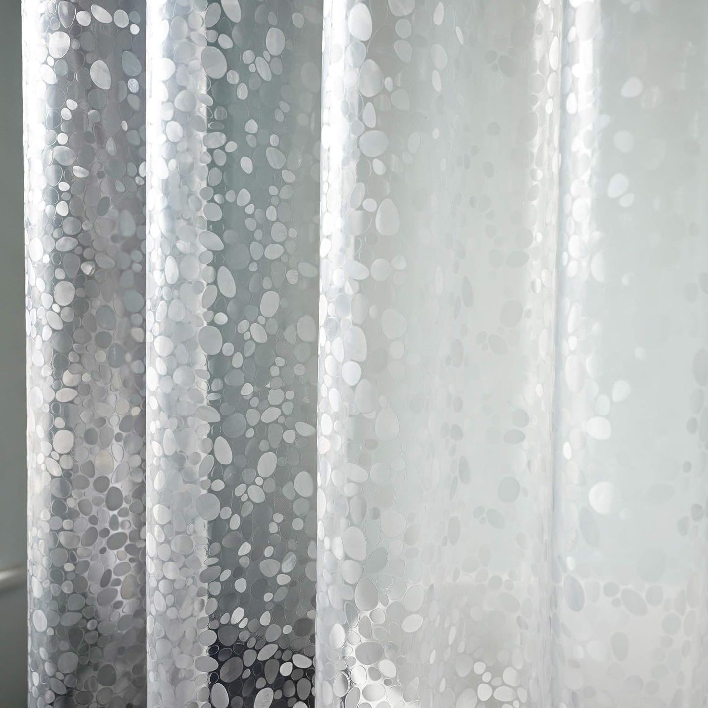 Cortina ducha EVA 48x72pulg patrón piedras 3D resistente agua