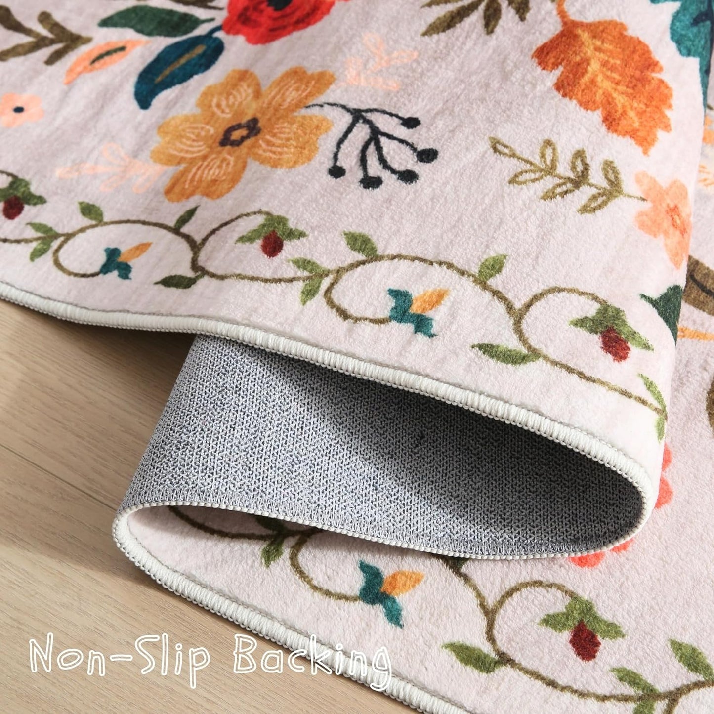 Alfombra puerta interior 2x3 lavable boho floral antideslizante