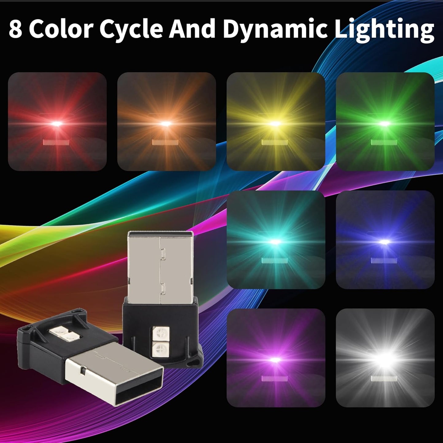 Luz LED USB para coche, hogar y oficina con interfaz de enchufe