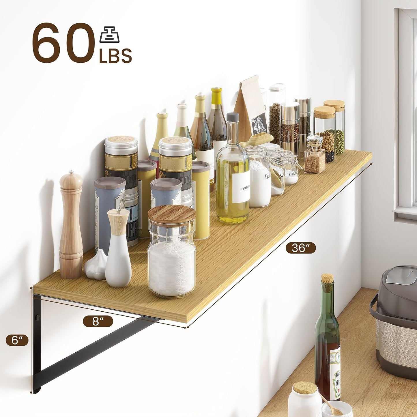 Estantes flotantes 36x8pulg set 2 soportes metal