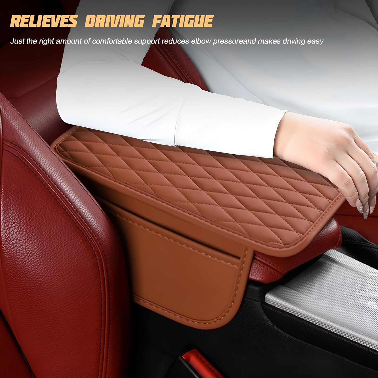 Funda consola central automotriz cuero con bolsas almacenamiento