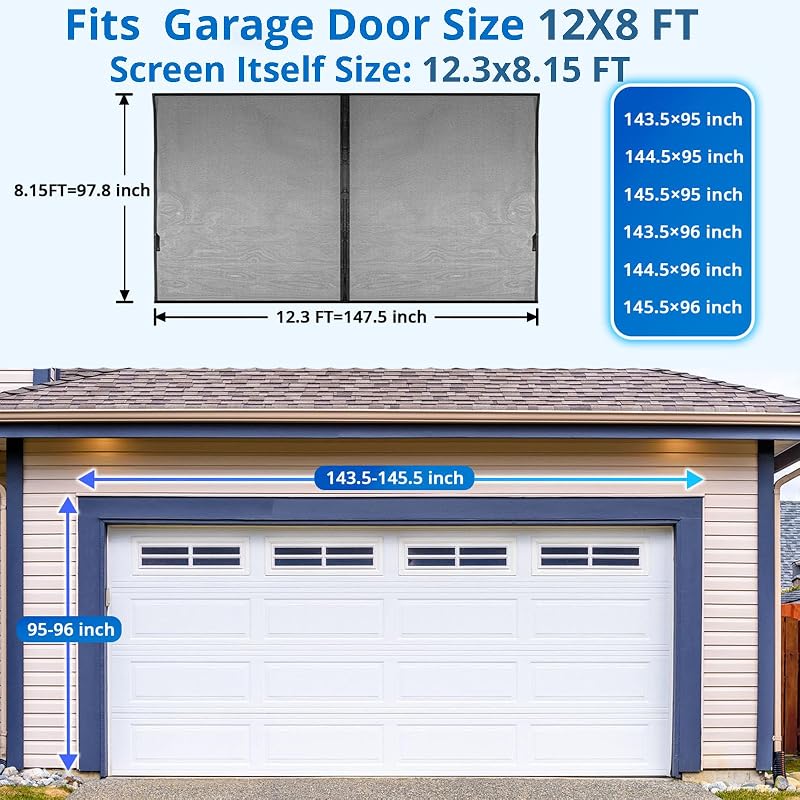 Pantalla magnética puerta garaje 12x8 ft 44 imanes
